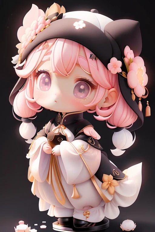 With a girl, Little、amber, , Medium Pastel White, Luxury Fabric, Dithering, Widespread,Viewer Lucky Pink,Ao dai dress、、There are no protrusions on the head、There are no protrusions on the head、hat,high quality、high resolution、Ultra delicate、Cute big eyes beautiful cute