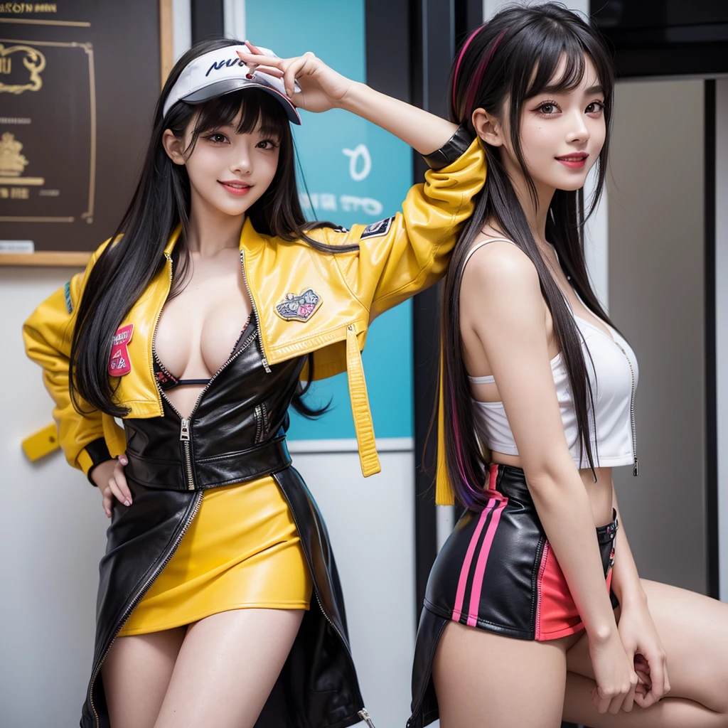 best quality,In 4K,beautiful girl,Swimwear,bikini,Ocean,Wearing a cap cap,gravure idol,Model,smile,highest quality,big breasts,hyper real stick、She has her bangs down,beautiful girl,Maid clotheasterpiece,perfect face,perfect breasts,long hair,Outstanding style,stimulating,Cute outfits,Horny girl,double eyelid,Naughty Girls,Erotic and cute,mini skirt,ribbon on uniform,colorful hair color,yellow eyes,leather jacket,horny girl,Knee-high boots,
Colorful,multicoloured,future fashion,smile,,zipper bra,Multicolored clothing