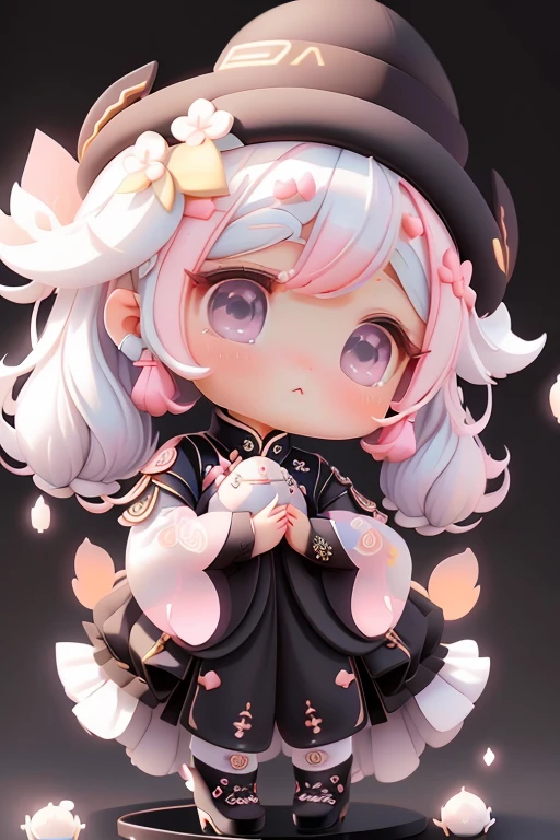 With a girl, 、amber, , Medium Pastel Black White, Luxury Fabric, Dithering, Widespread,Viewer Lucky Pink,Ao dai dress、、There are no protrusions on the head、There are no protrusions on the head、hat,high quality、high resolution、Ultra delicate、Cute big eyes beautiful cute
