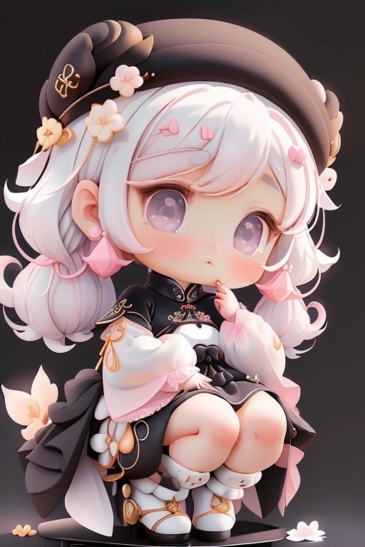 With a girl, Little、amber, , Medium Pastel White, Luxury Fabric, Dithering, Widespread,Viewer Lucky Pink,Ao dai dress、、There are no protrusions on the head、There are no protrusions on the head、hat,high quality、high resolution、Ultra delicate、Cute big eyes beautiful cute