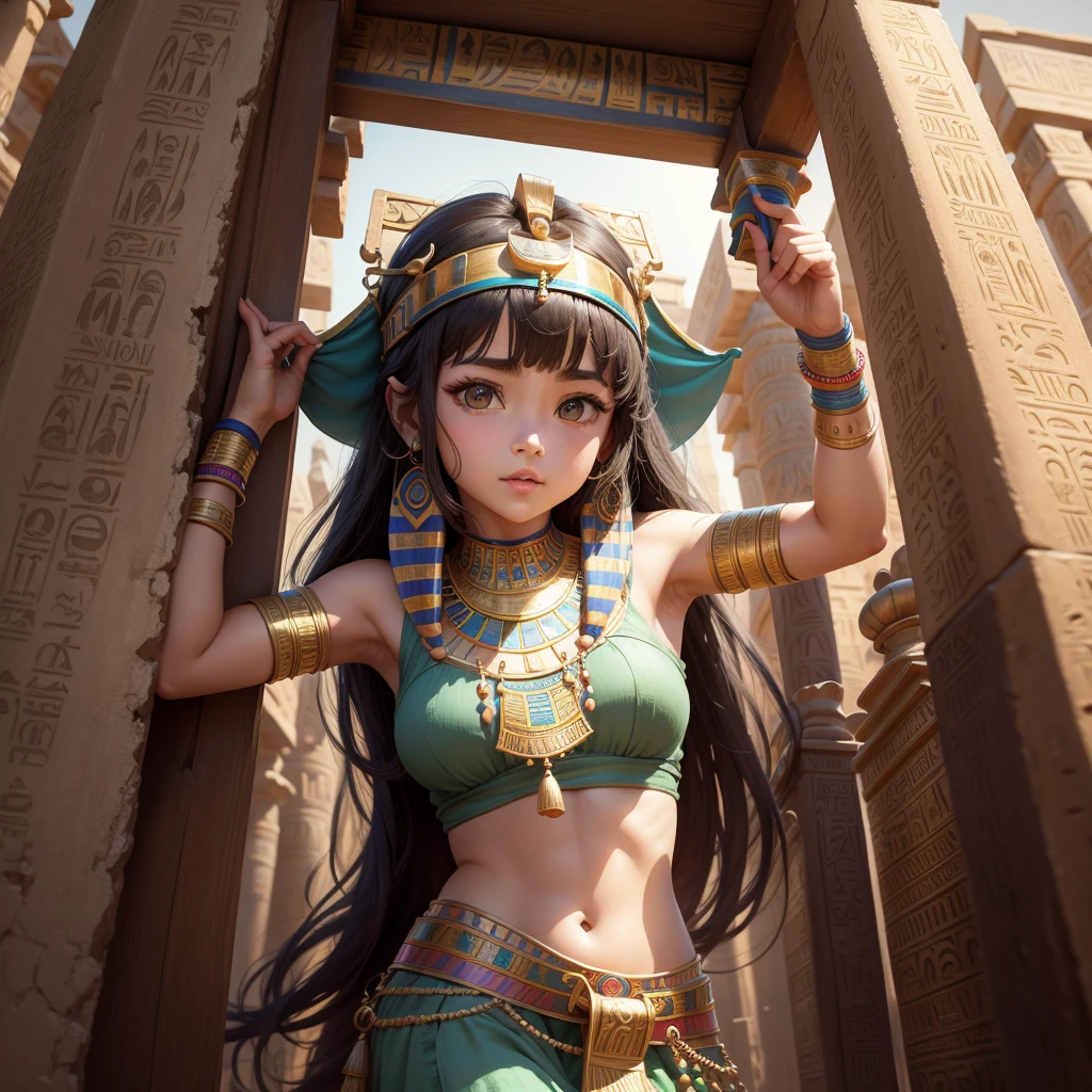 Cute ancient Egyptian princess、Colorful temples of ancient Egypt、The colorful streets of ancient Egypt