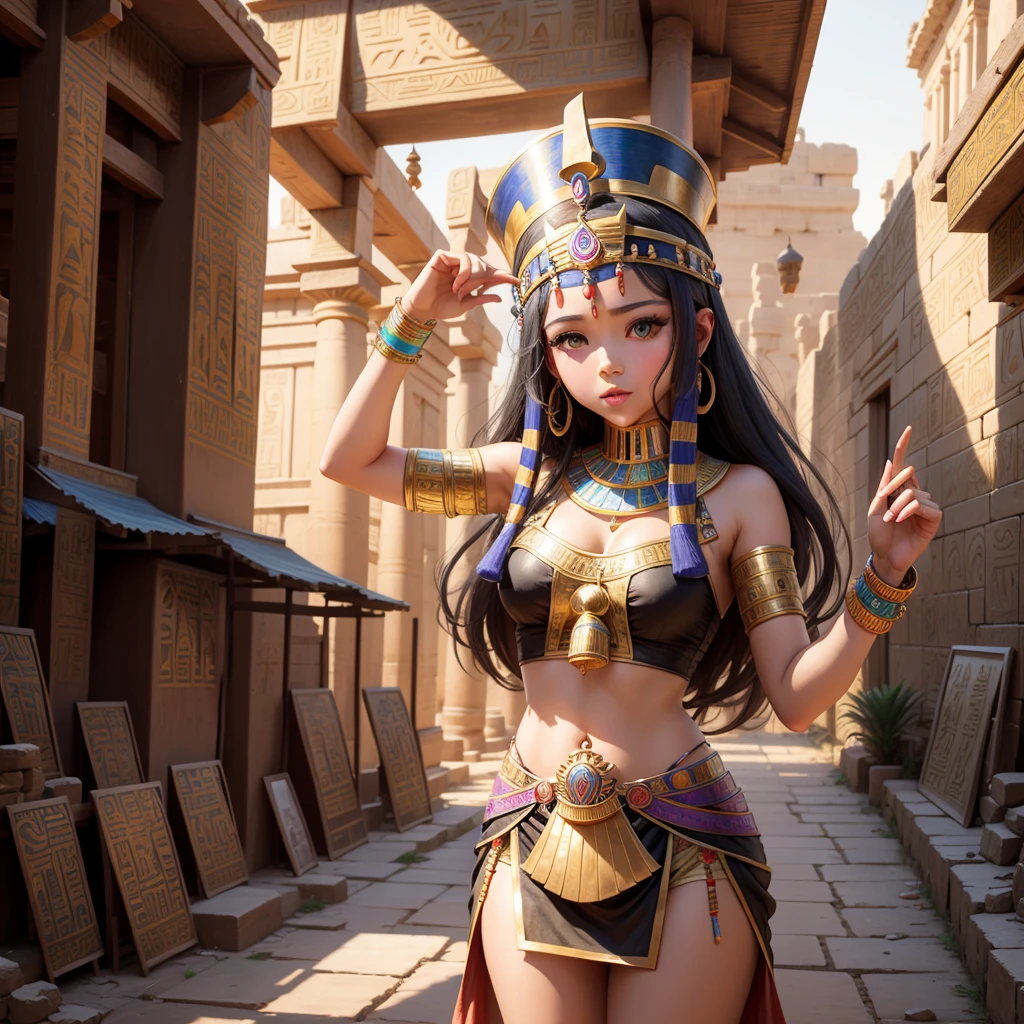 Cute ancient Egyptian princess、Colorful temples of ancient Egypt、The colorful streets of ancient Egypt