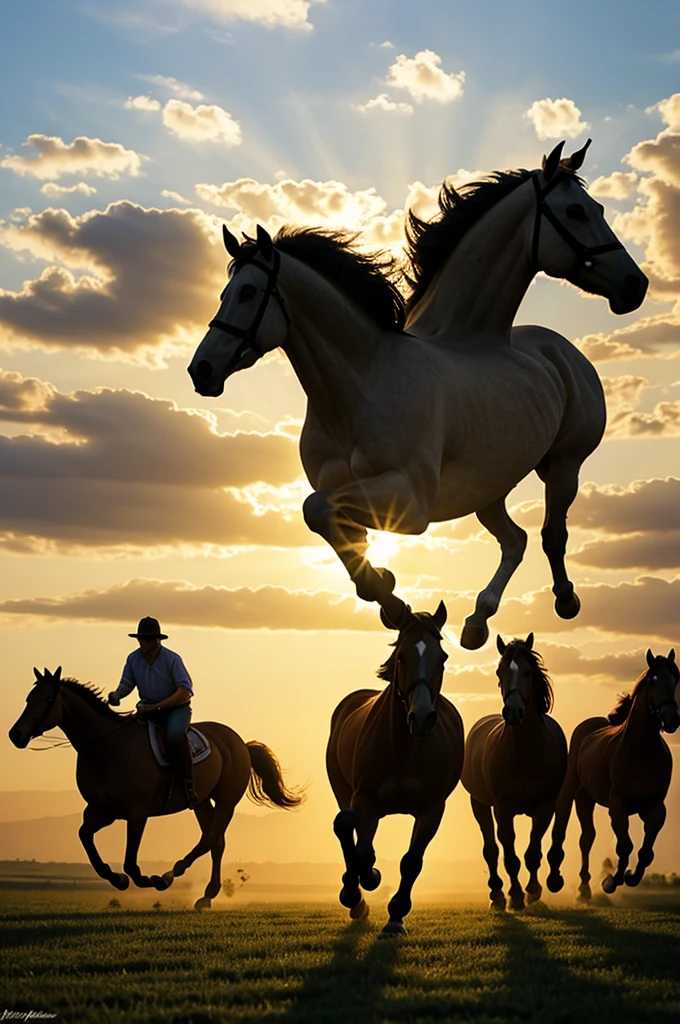 I want to draw galloping herds of horses under the rays of the evening sun