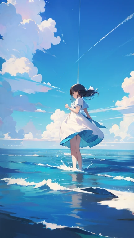 Fluffy dress、blue sky、