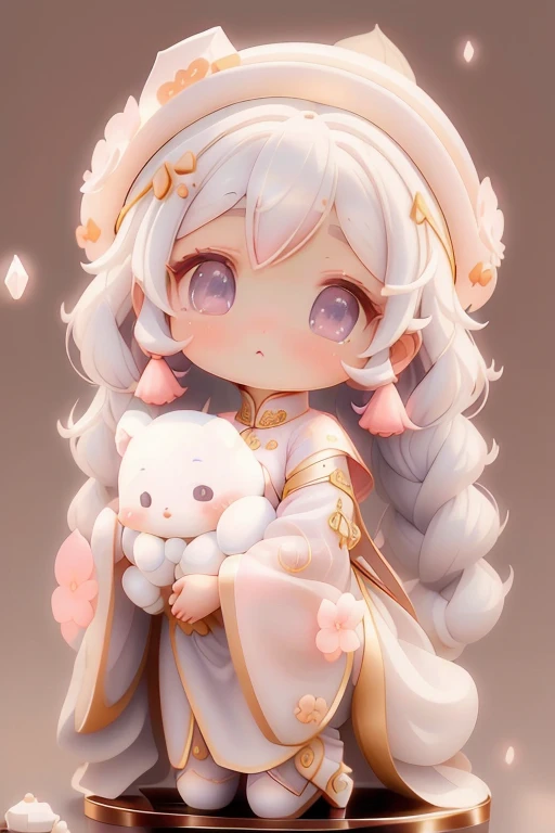 With a girl, Little、amber, , Medium Pastel White, Luxury Fabric, Dithering, Widespread,Viewer Lucky Pink,Ao dai dress、、There are no protrusions on the head、There are no protrusions on the head、hat,high quality、high resolution、Ultra delicate、Cute big eyes beautiful cute