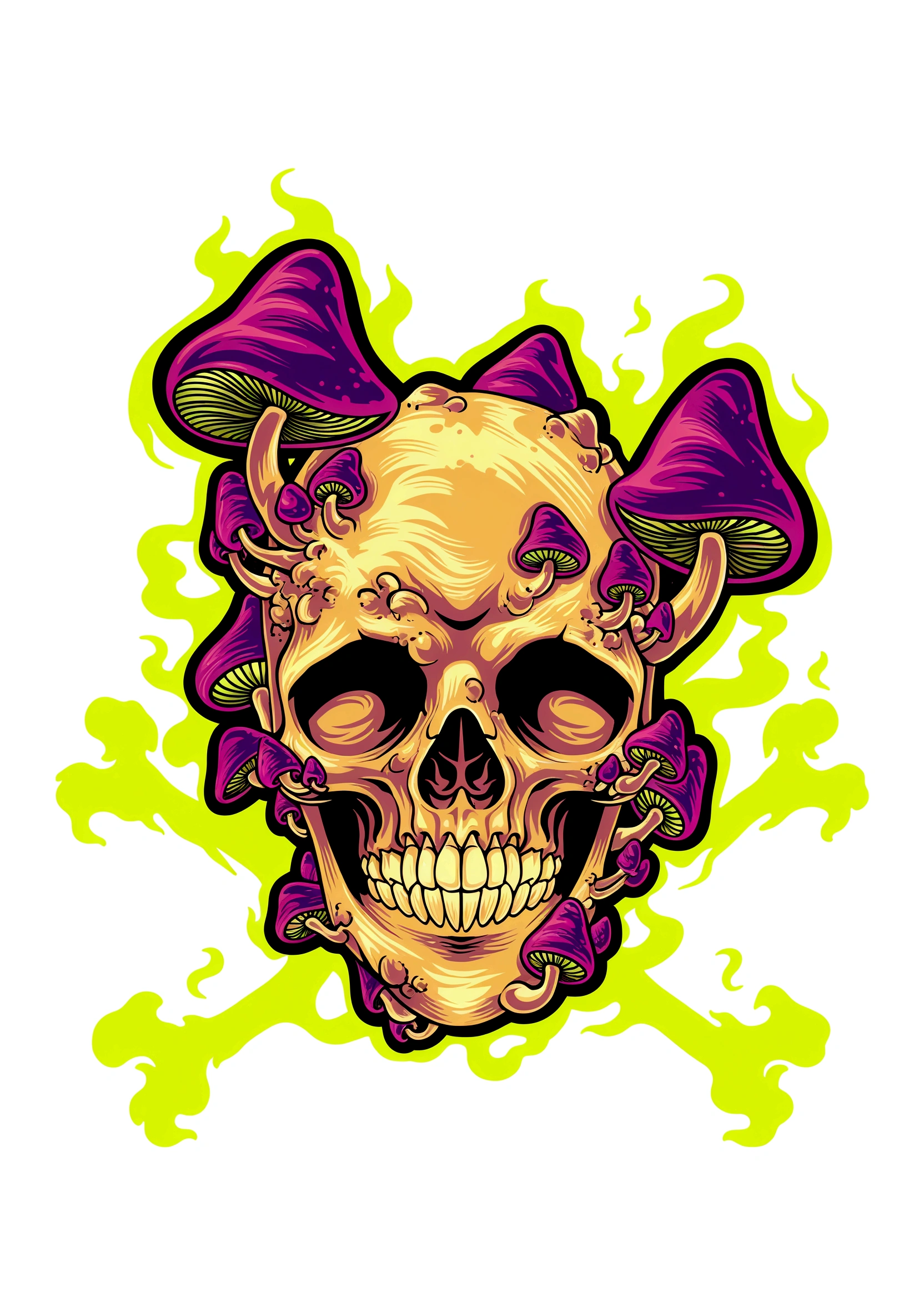 skull with purple bow and snake head on white background, fantasy skull, nuclear mushroom, magic mushroom, skull design for a rock band, alien love, mind-blowing mushroom, scary cartoon skull, nuclear mushroom smoke, a skull of an alien creature, colorful digital illustration, colorful illustration for tattoo, alien loves, An alien mushroom with tentacles, magic mushrooms