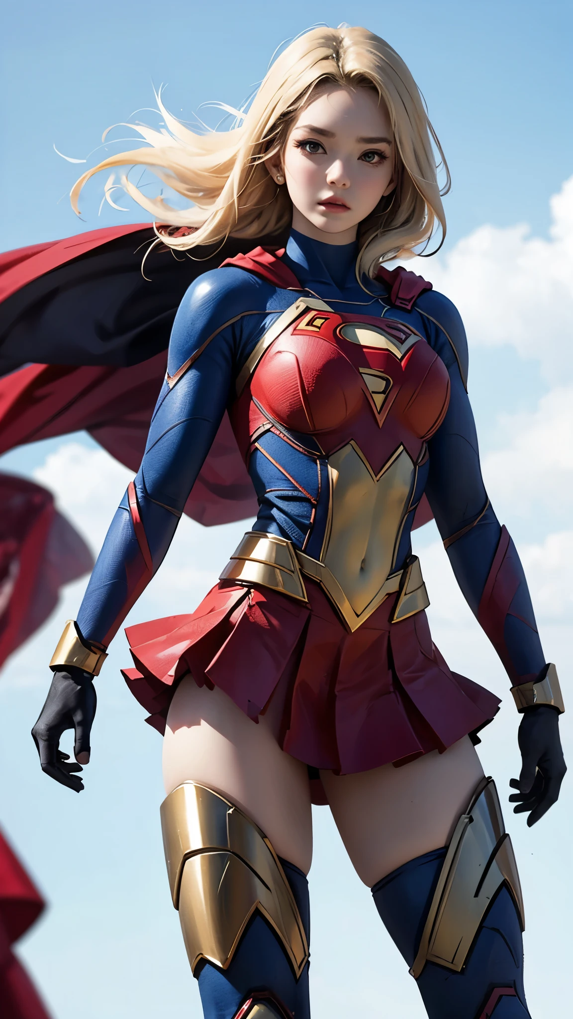 Supergirl、woman、22 years old、woman体型、Large Breasts、Blonde、Mechanical Suit、