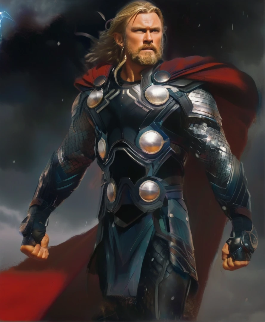 THOR THOR is the god of the universe, the God of Thunder, God of Thunder, THOR 2 marvel film, Asgardian, THOR, Marvel concept art, Asgard, textless, black THOR, inspired by Johannes Helgeson, Wearing Thunder Armor, starring in THOR ragnarok film, Inspired by Donato Giancola, Inspired by Donato Giancola