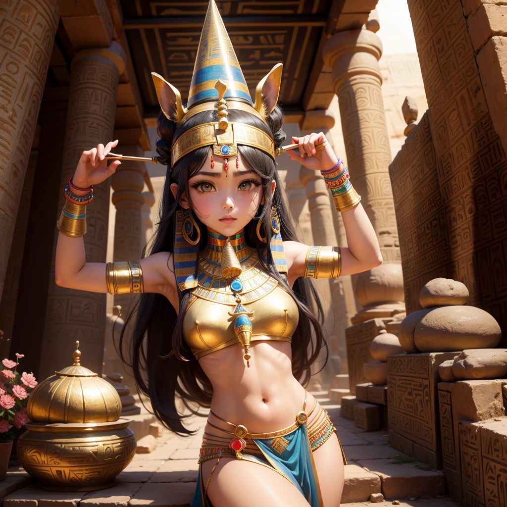 Cute ancient Egyptian princess、Colorful temples of ancient Egypt、The colorful streets of ancient Egypt