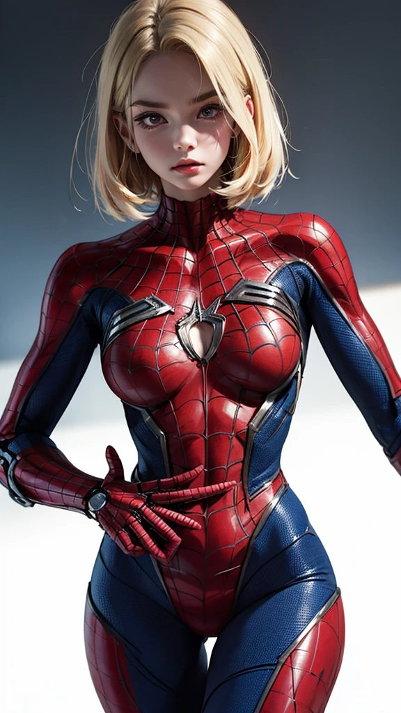 Spiderman、woman、22 years old、woman体型、Large Breasts、Blonde、Mechanical Suit