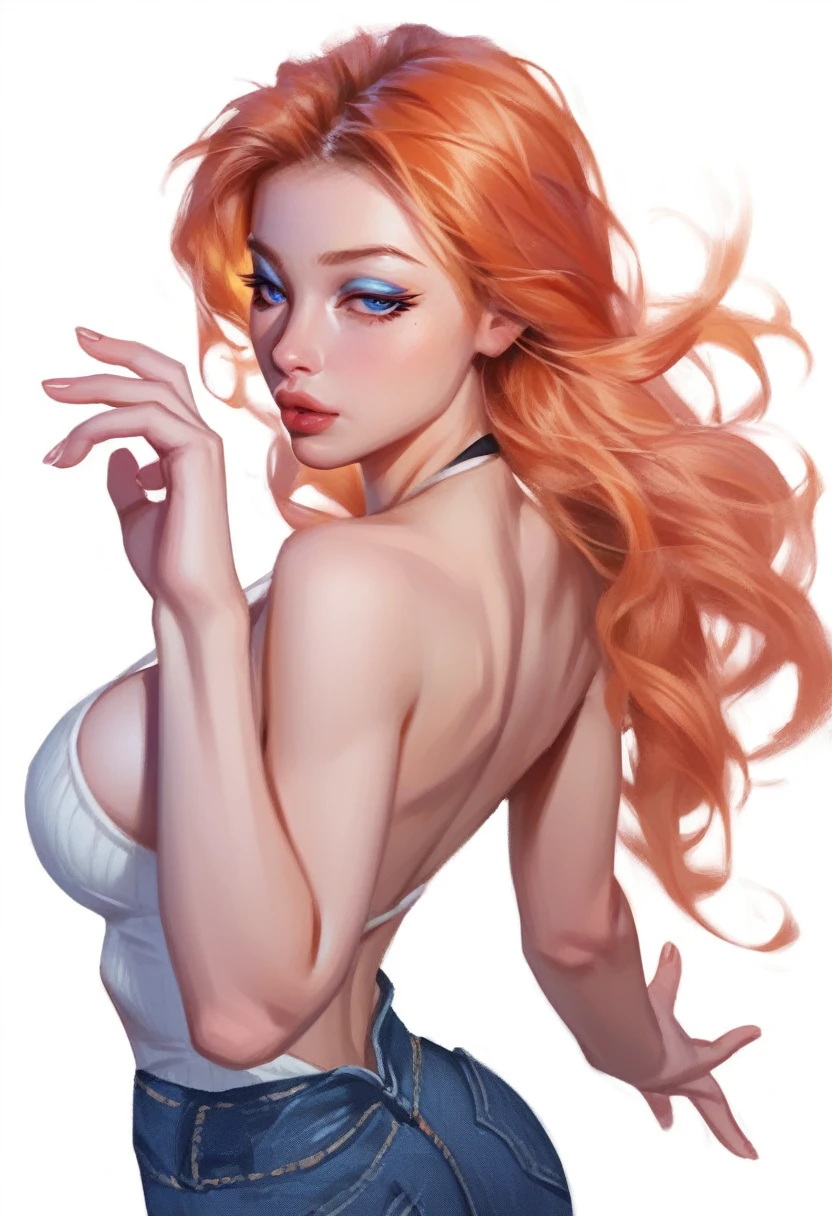 (Best quality:1.4),(shiny skin), body focus, (cute Face), (((Best quality))), illustration, ((beautiful finger)), , красивый body, красивый character design ,Ideal lighting, colorful, bright_front_Face_lighting, ultra high resolution, a high resolution, absurdity:1.2, hips:1.2, lens flare, (bright_color:1.2), flat torso, 
reddish orange hair, red hairclip, round glasses, (Brown eyes:1.2), smile (chubby:1), vertically contested, in the room, palms, hand on hip, nude body, naked, pussy, 