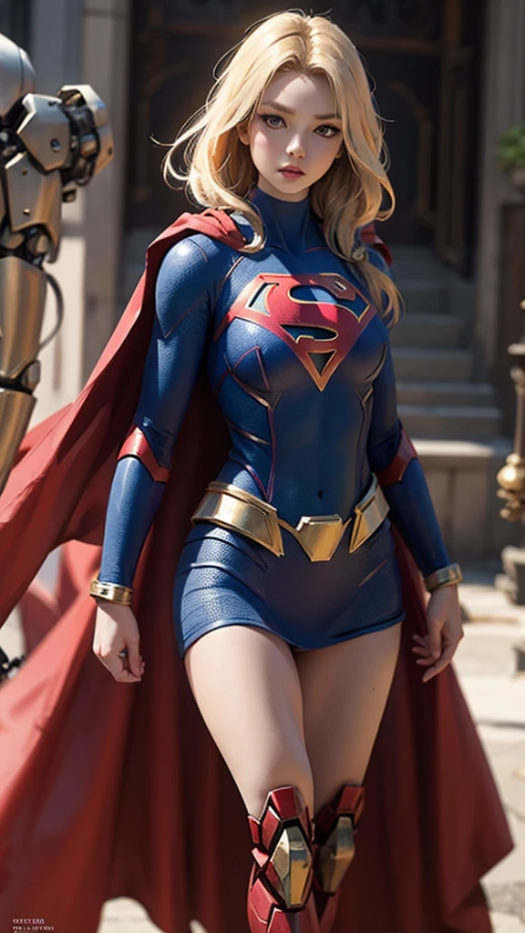 Supergirl、woman、22 years old、woman体型、Large Breasts、Blonde、Mechanical Suit