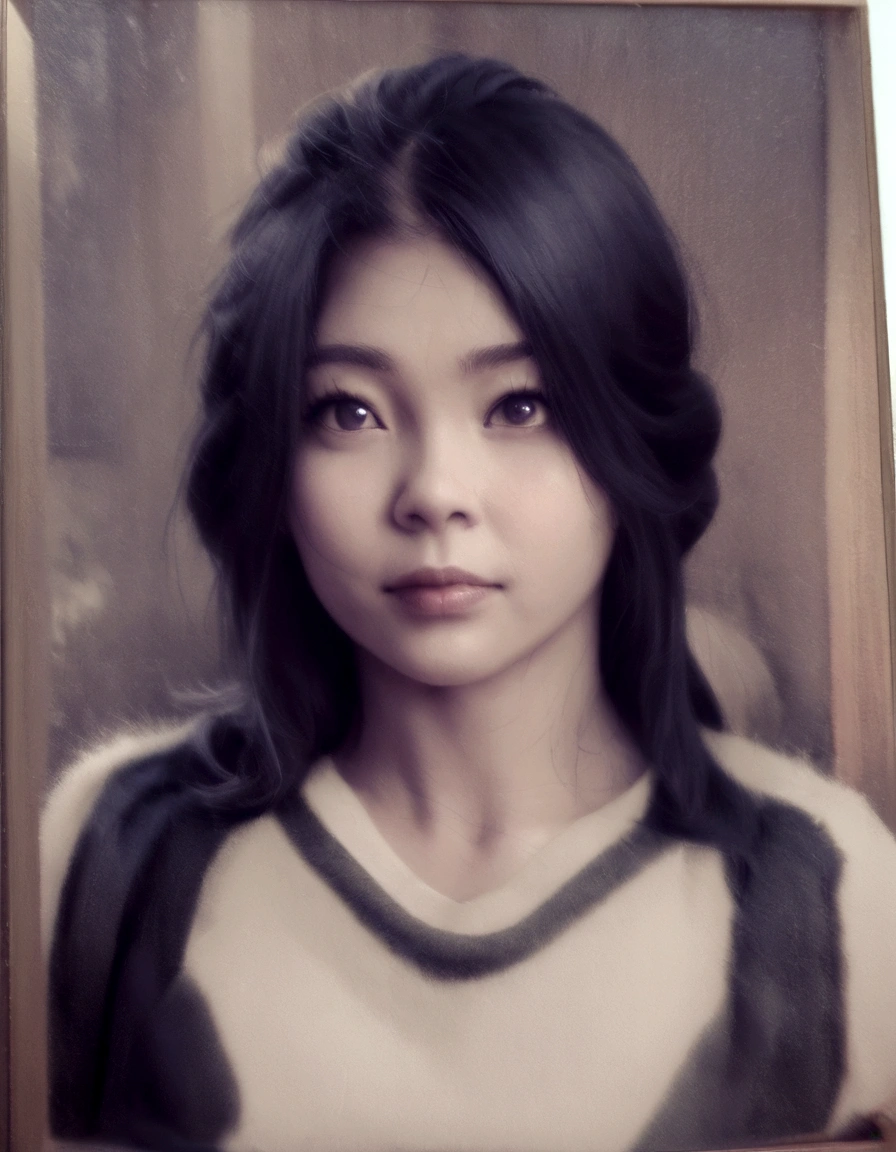 arafed picture of a woman with a black and white shirt, potrait, digital art but photo,