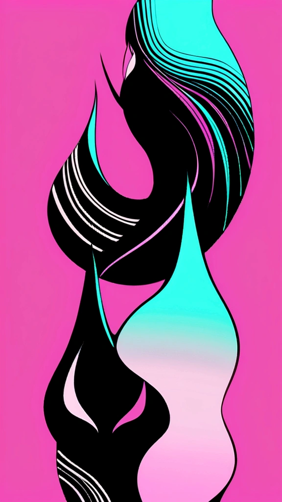 Cat in art, Main color Black, Secondary color cyan, Pastel pink background, artistic, Sophisticated, Warm style, Shapes include abstract cats, Playful forms, Elegant piece, Textures include fur textures, Smooth paint, Fabric texture, The lines contain graceful lines, Natural curves, Delicate silhouette, The shape is elegant, approachable, Expressive, Aesthetic.