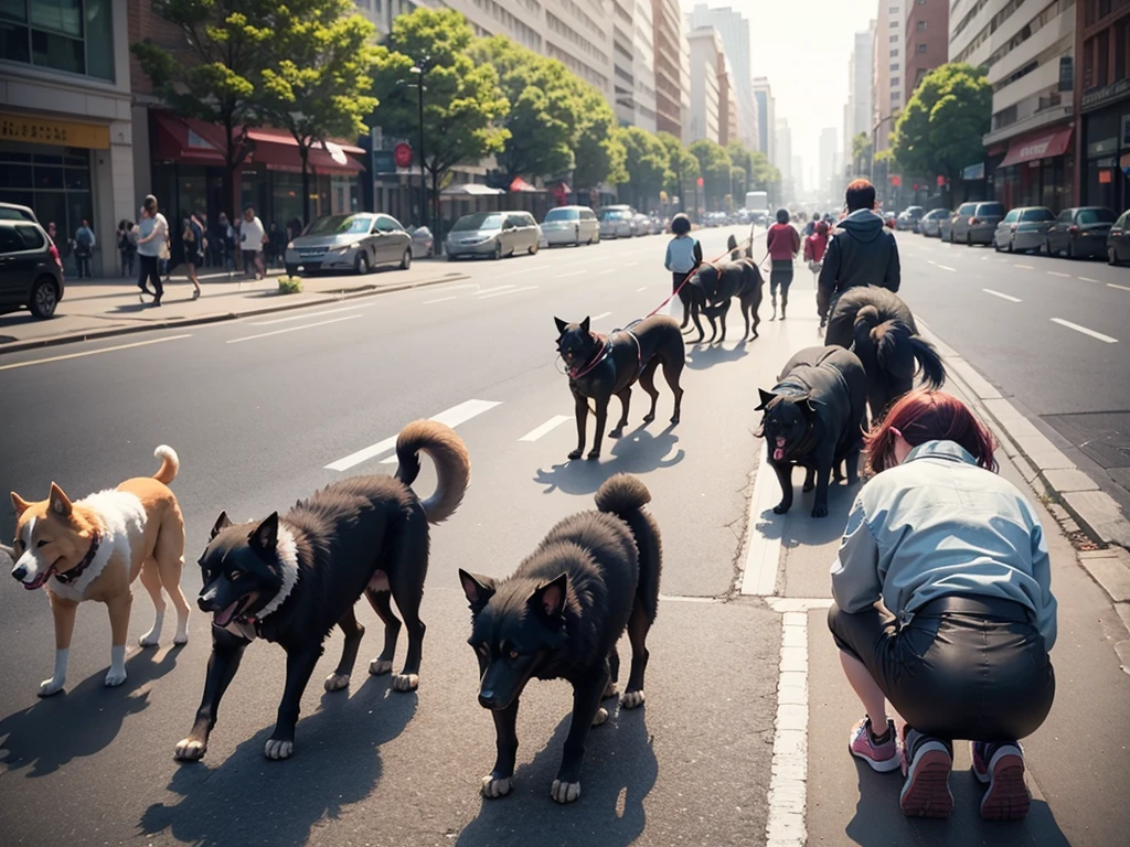 dog fighting in street