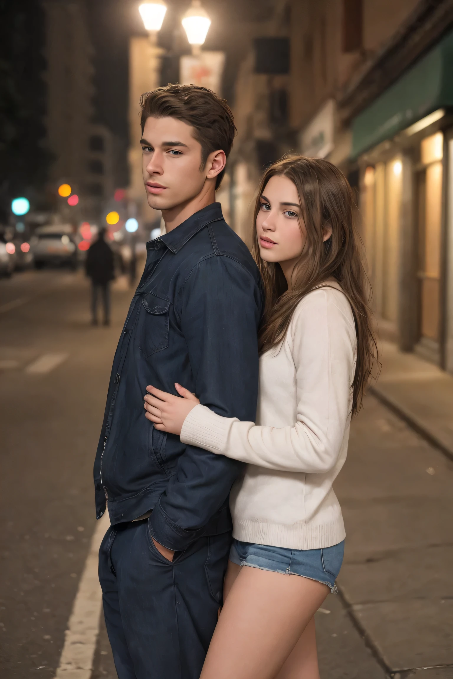 BREAK raw picture , Realistic Photography , handsome men , beautiful female romance, street
