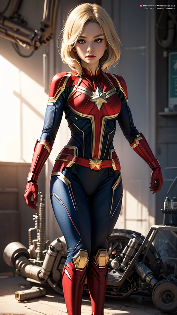 Captain Marvel、woman、22 years old、woman体型、Large Breasts、Blonde、Mechanical Suit