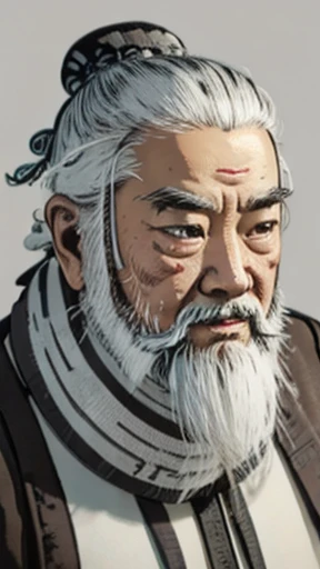 Oriental、Old man in plain white ancient Chinese costume、Ancient Chinese hairstyle old man、Highest quality、masterpiece、Ultra-high resolution、(Realistic:1.4)、Game Poster、Crisp and beautiful image quality、Gray Hair、white and long beard,,Walk over