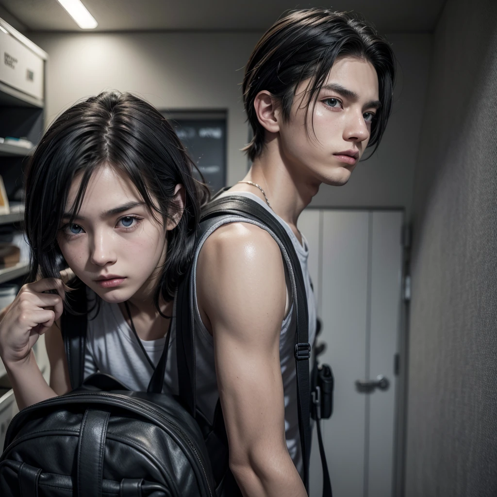 masterpiece, best quality,anime style, 1 girl,(((slender body))), (((small breast))), (((breast milk))),(((Jacket, Open your clothes, Open jacket, Blue jacket, ground vehicle, Sports Bra, bicycle,buruma))),(((((3 penis monkey grabbing the gir))))), ((((restrained, arms behind back)))),((((cum)))), (beautiful face), (((short hair))), (((straight hair))), ((((black hair)))),detailed beautiful skin, (perfect hands, perfect anatomy)