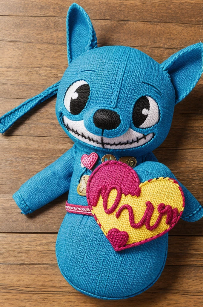 Stitch in a heart with the first name Louhana