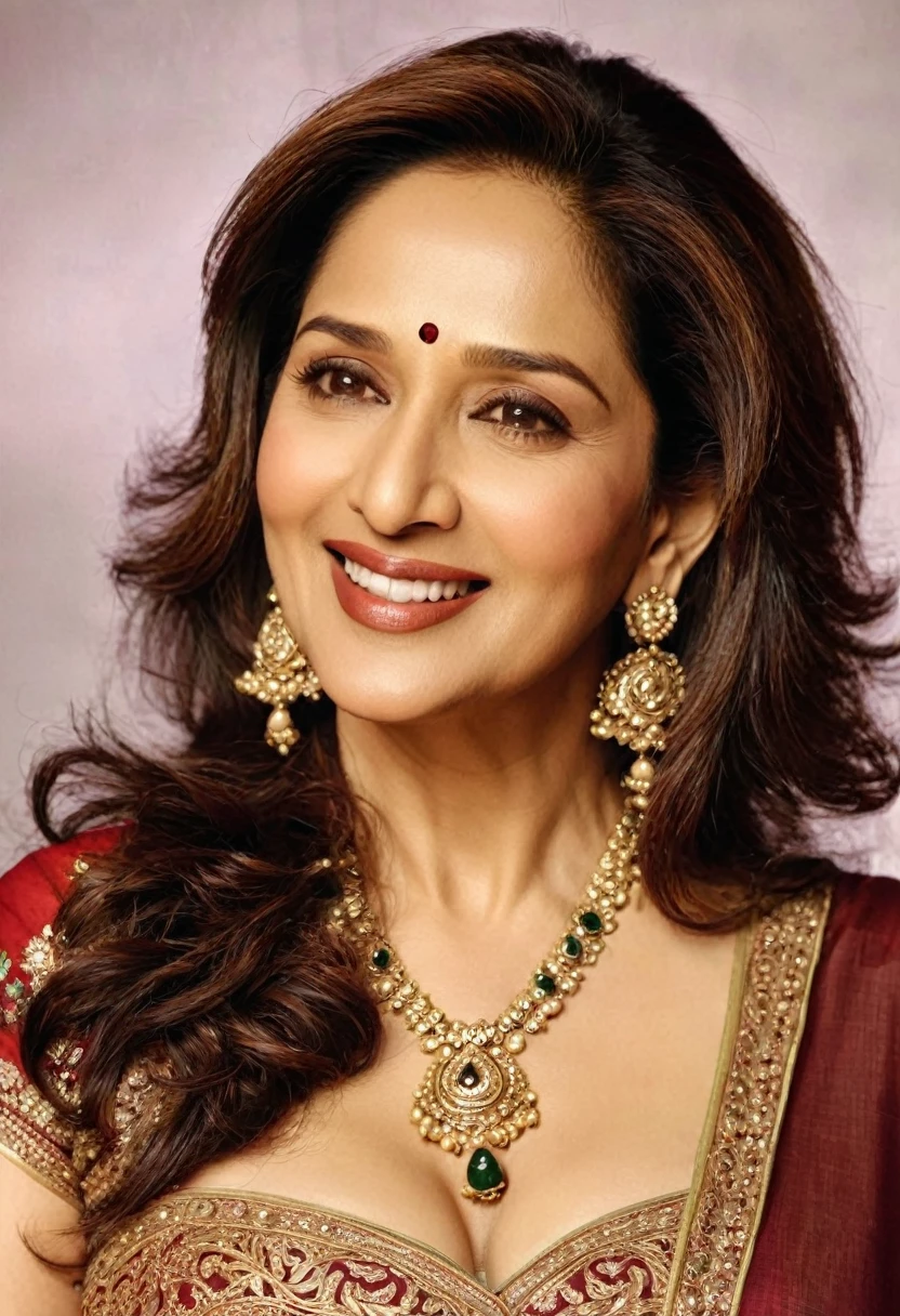 Madhuri Dixit Nene is known for her graceful and captivating appearance. She stands at 5 feet 4 inches tall (163 cm) with a slim physique. Her body measurements are reported as 36 inches (91 cm) for the bust, 27 inches (69 cm) for the waist, and 35 inches (89 cm) for the hips. She has a slim body type with a medium to fair complexion and a warm undertone.

Facially, Madhuri Dixit is distinguished by her classic Indian beauty. She has dark brown eyes that are large and expressive, complemented by well-defined eyebrows that are usually arched. Her nose is medium-sized with a gentle curve, and she is known for her full, smiling lips. Madhuri's hair, naturally dark brown to black, is often styled in soft waves or curls, framing her face elegantly.

Overall, Madhuri Dixit's facial features exude a blend of grace and charm, which have contributed to her status as one of Bollywood's most iconic and beloved actresses.Madhuri Dixit Nene has a heart-shaped face cut. Her facial structure is characterized by a wider forehead that narrows down to a gently pointed chin, which is typical of heart-shaped faces. This face shape enhances her facial features, contributing to her elegant and timeless appearance on screen.Madhuri Dixit is known for maintaining a slim and toned physique throughout her career. Reports indicate her waist measurement is approximately 27 inches (69 cm), which is considered slender and proportionate to her overall body type. Therefore, she is not described as having a chubby waist.Madhuri Dixit Nene was born on May 15, 1967, which makes her currently 57 years old as of 2024.

As for her bra size, it is reported to be 36B.Madhuri Dixit Nene's shoe size is generally reported to be US 8 (EU 38-39).


 