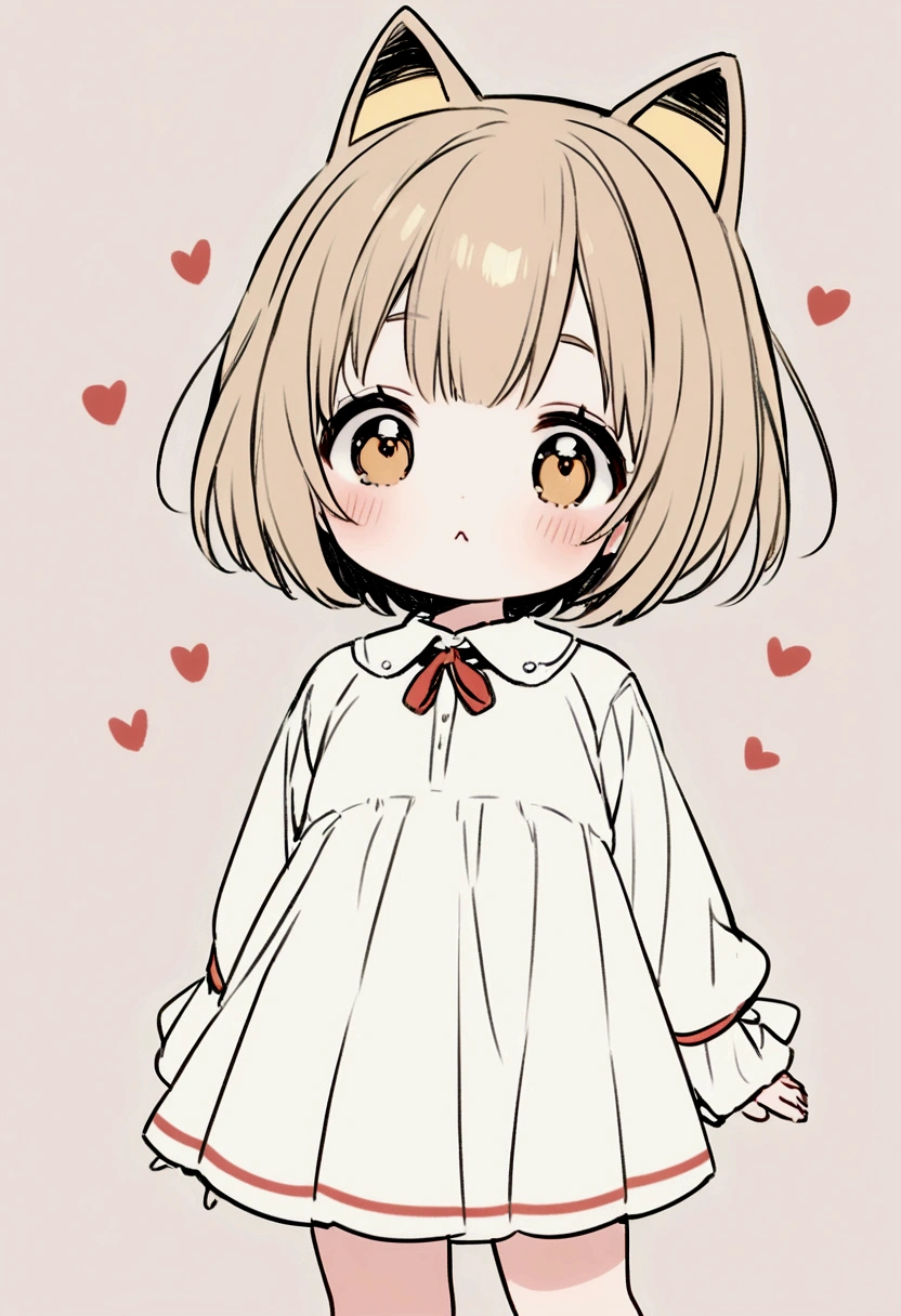 cute、、Short Bob、Kindergarten clothes、Cat ear、Hair color is beige