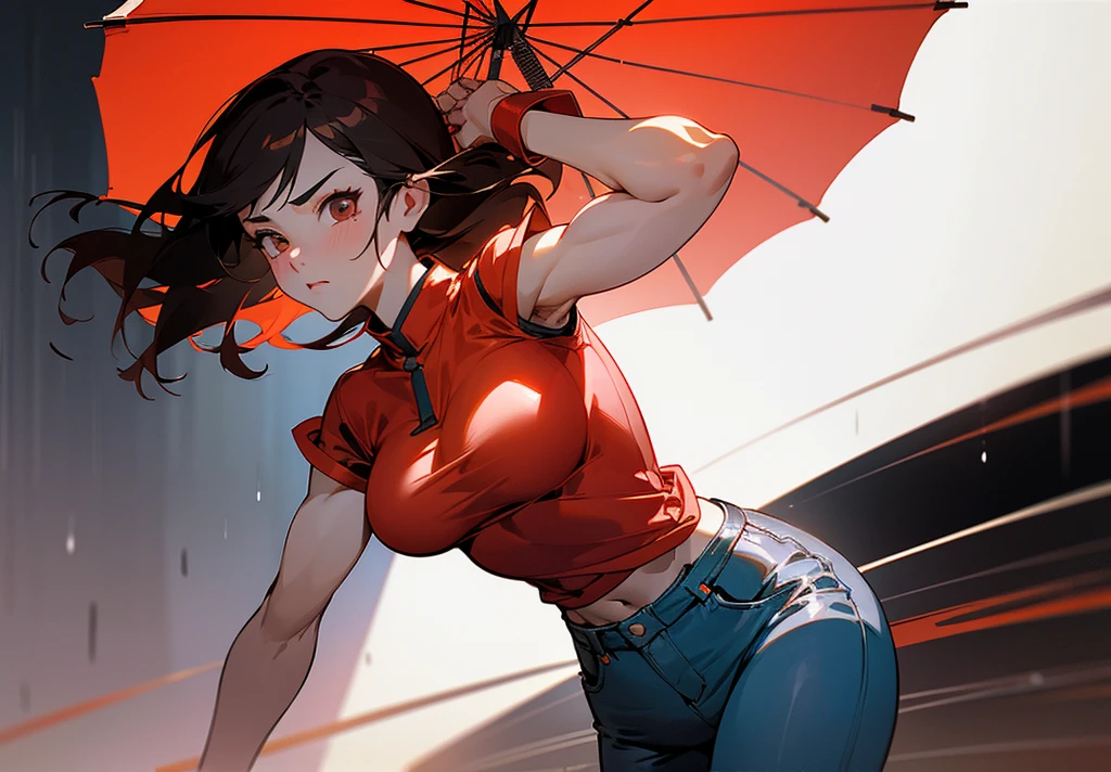 score_9, score_8_up, score_7_up, score_6_up, one girl
(masterpiece), best quality, expressive eyes, perfect face, realistic background, high definition, anime art. Kim Eun-seo, with her strikingly fit physique and impressive 10-pack abs, is standing in rain, She is wearing a stylish Korean casual outfit that includes a fitted blouse and high-waisted jeans, highlighting her toned arms and fit form. Her rose brown hair with bangs adds a stylish touch to her appearance. Kim Eun-seo's expression is content. Dark Dramatic lighting, dynamic shadows, high contrast, soft glow light, cinematic atmosphere, Heavy Rainy weather, sharp focus, intricate details, vibrant colors. Neon street, korean
(Extremely muscular woman, highly muscular woman, large biceps bulging visible, steamy, looking at viewer, bulging biceps)