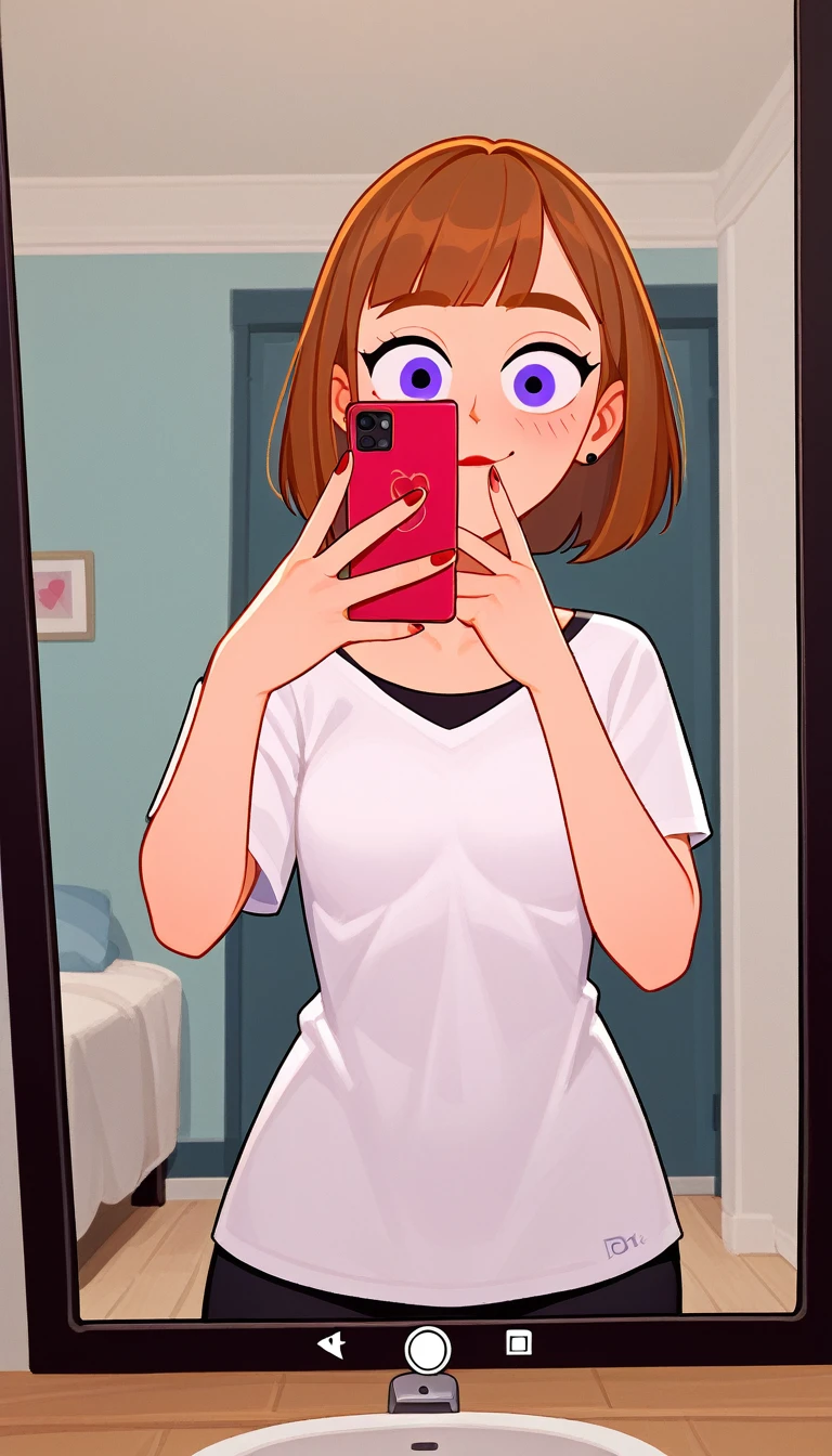 NSFW maddie fenton, official artwork, Best quality, sending a sultry mirror selfie