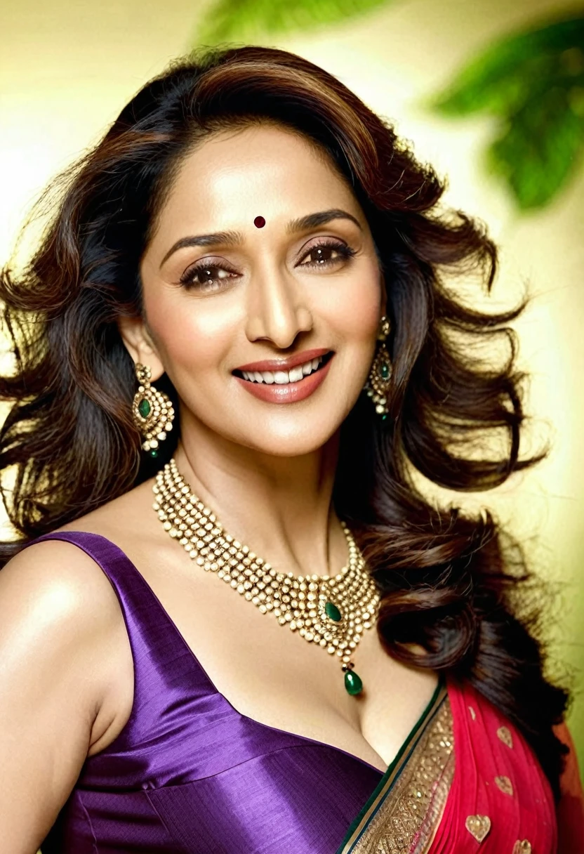 Madhuri Dixit Nene is known for her graceful and captivating appearance. She stands at 5 feet 4 inches tall (163 cm) with a slim physique. Her body measurements are reported as 36 inches (91 cm) for the bust, 27 inches (69 cm) for the waist, and 35 inches (89 cm) for the hips. She has a slim body type with a medium to fair complexion and a warm undertone.
Facially, Madhuri Dixit is distinguished by her classic Indian beauty. She has dark brown eyes that are large and expressive, complemented by well-defined eyebrows that are usually arched. Her nose is medium-sized with a gentle curve, and she is known for her full, smiling lips. Madhuri's hair, naturally dark brown to black, is often styled in soft waves or curls, framing her face elegantly.
Overall, Madhuri Dixit's facial features exude a blend of grace and charm, which have contributed to her status as one of Bollywood's most iconic and beloved actresses.Madhuri Dixit Nene has a heart-shaped face cut. Her facial structure is characterized by a wider forehead that narrows down to a gently pointed chin, which is typical of heart-shaped faces. This face shape enhances her facial features, contributing to her elegant and timeless appearance on screen.Madhuri Dixit is known for maintaining a slim and toned physique throughout her career. Reports indicate her waist measurement is approximately 27 inches (69 cm), which is considered slender and proportionate to her overall body type. Therefore, she is not described as having a chubby waist.Madhuri Dixit Nene was born on May 15, 1967, which makes her currently 57 years old as of 2024.
As for her bra size, it is reported to be 36B.Madhuri Dixit Nene's shoe size is generally reported to be US 8 (EU 38-39).