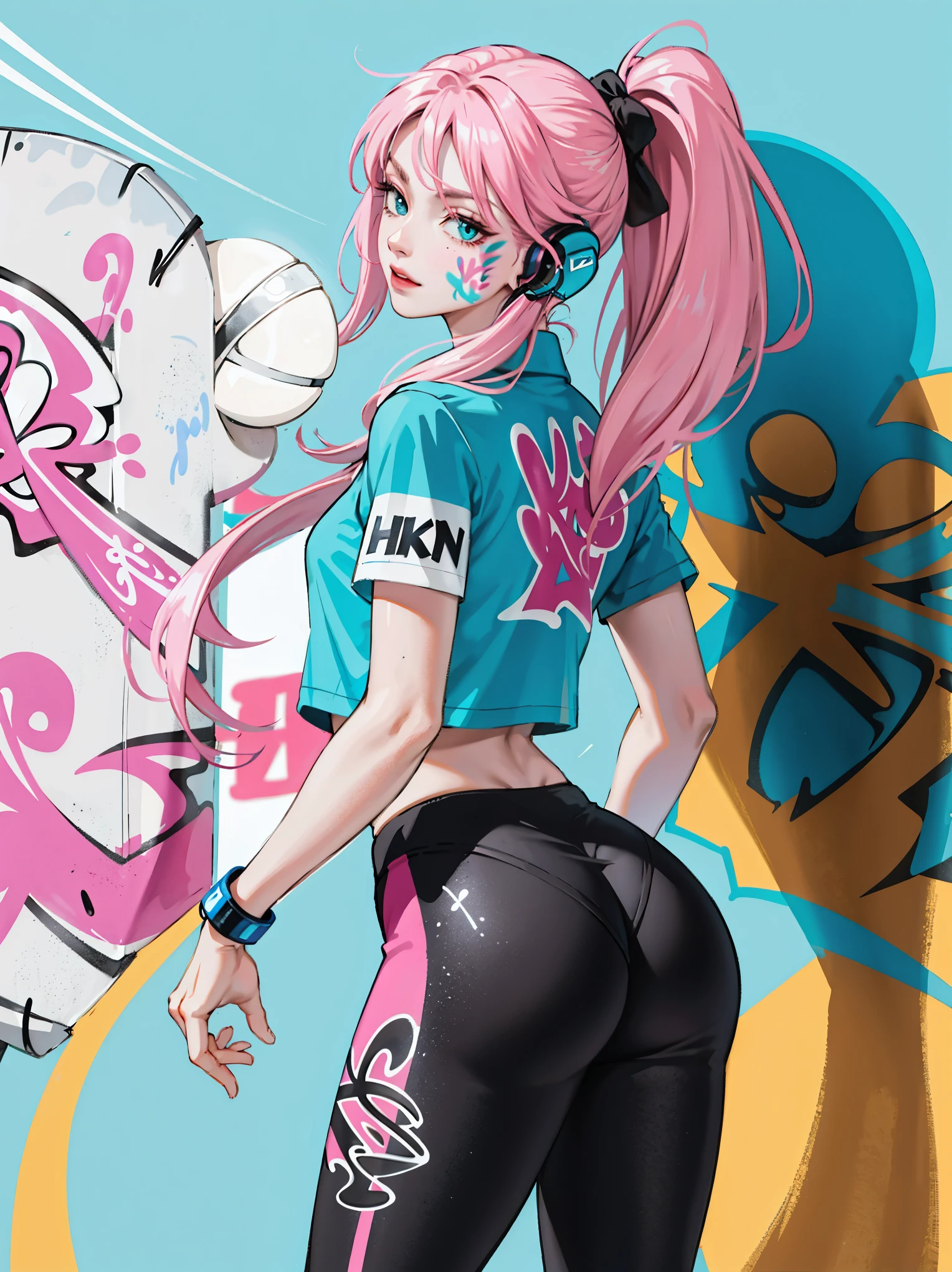 girl colorful hair,fun jacket,fun boots,giant tits,sexy pose,Ass up ,anal