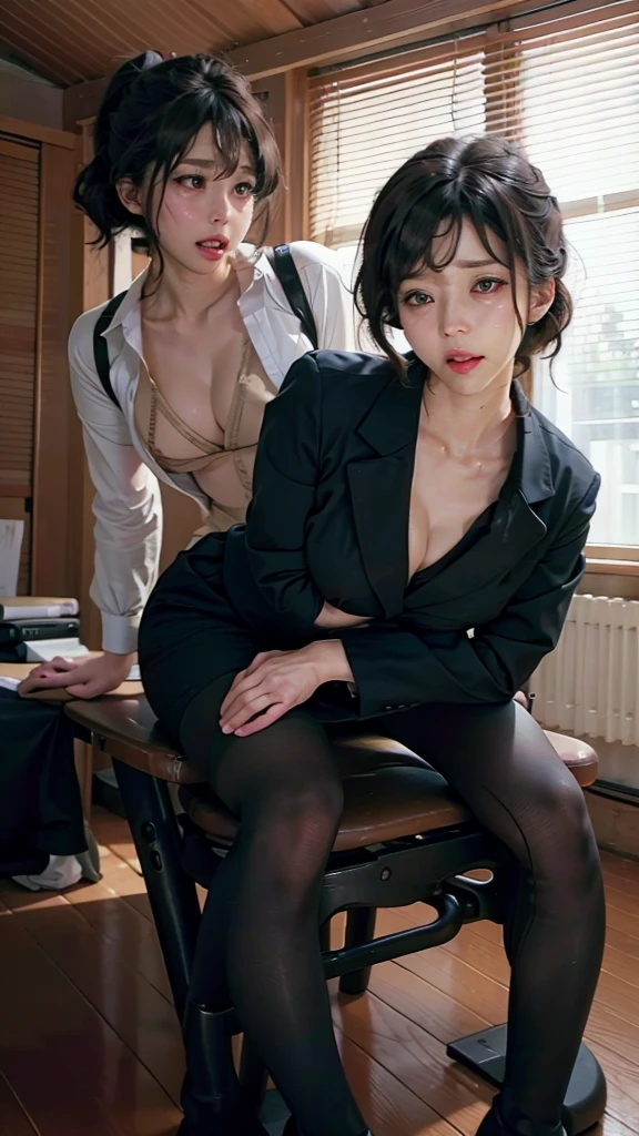 Bondage、Squat、Leaning forward、suit、Pencil Skirt、Spread your legs、Lift-up skirt、Sweat、Disheveled Hair、The first button came off
#Quality UHigh resolution,1080P,16K,4K,8K,absolutely,Absurd,Anatomically correct,Awards,最high quality,Accurate,High resolution,Attention to detail,high quality,High resolution,masterpiece ,Realistic,RAW Photos,solve,retina,Very detailed,Textured skin,Very detailed ,超High resolution