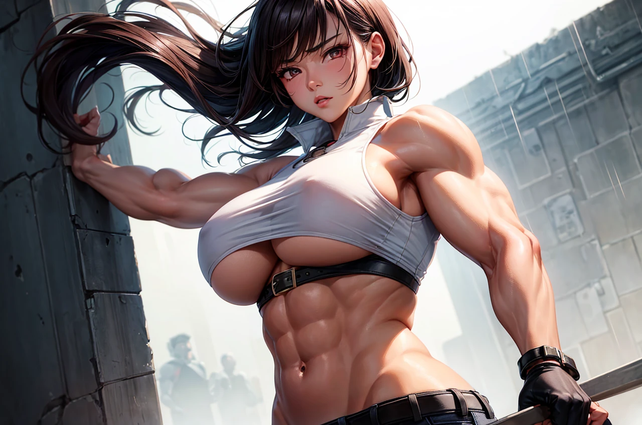 score_9, score_8_up, score_7_up, score_6_up, one girl
(masterpiece), best quality, expressive eyes, perfect face, realistic background, high definition, anime art. Kim Eun-seo, with her strikingly fit physique and impressive 10-pack abs, is standing in rain, She is wearing a stylish Korean casual outfit that includes a fitted blouse and high-waisted jeans, highlighting her toned arms and fit form. Her rose brown hair with bangs adds a stylish touch to her appearance. Kim Eun-seo's expression is content. Dark Dramatic lighting, dynamic shadows, high contrast, soft glow light, cinematic atmosphere, Heavy Rainy weather, sharp focus, intricate details, vibrant colors. Neon street, korean
(Extremely muscular woman, highly muscular woman, large biceps bulging visible, steamy, looking at viewer)