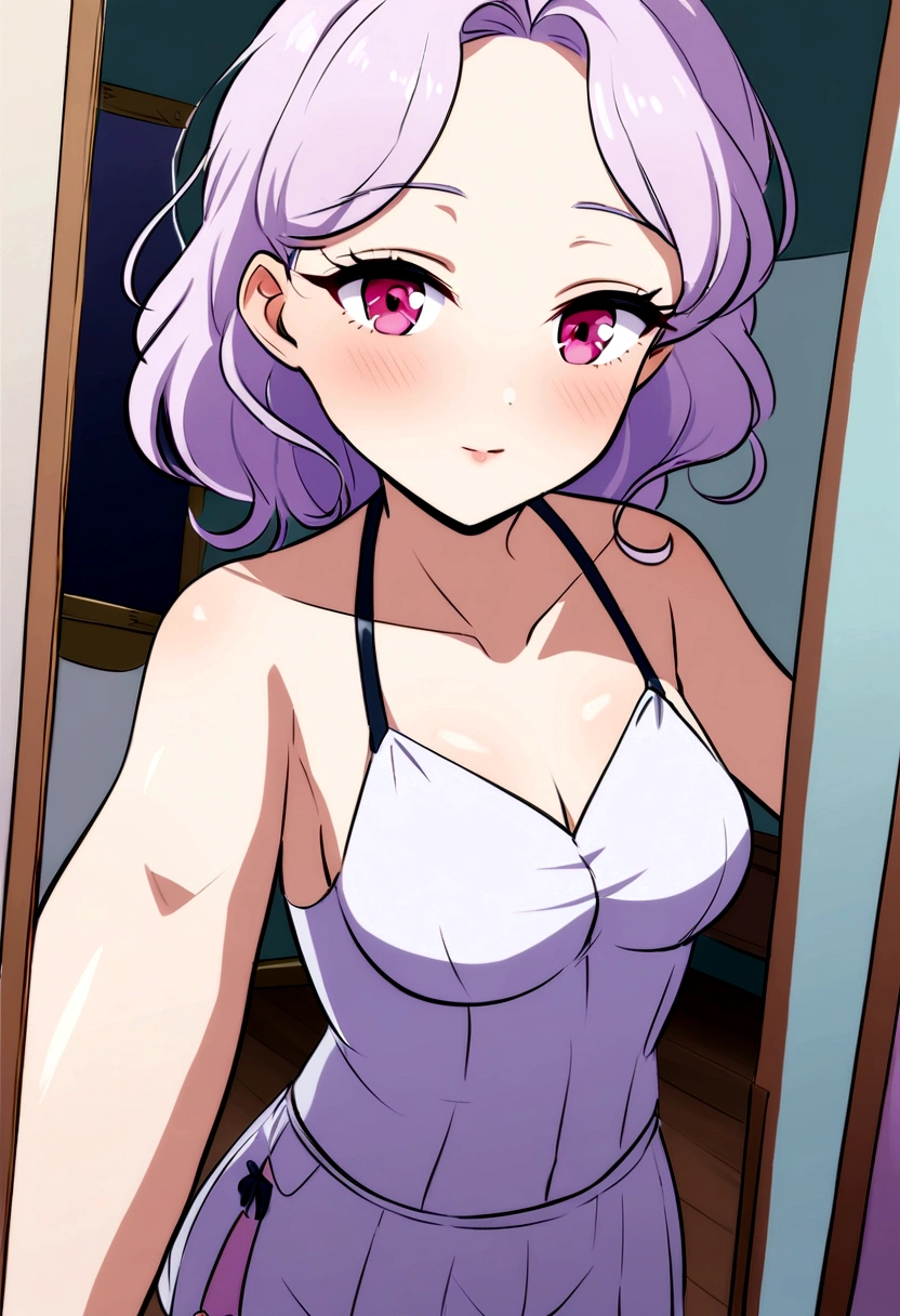 femme arafed avec débardeur et culotte assortis, Fille sexy aux yeux bleus vitreux, portrait sophie mudd, cheveux blonds et grands yeux, Selfie d'une jeune femme, Augen dans la chambre, violette myers, sans maquillage, maquillage naturel, Regarder directement dans la caméra, Visage avec Artgram, maquillage subtil, Superbe photo de tout le corps, dans la chambre, clivage