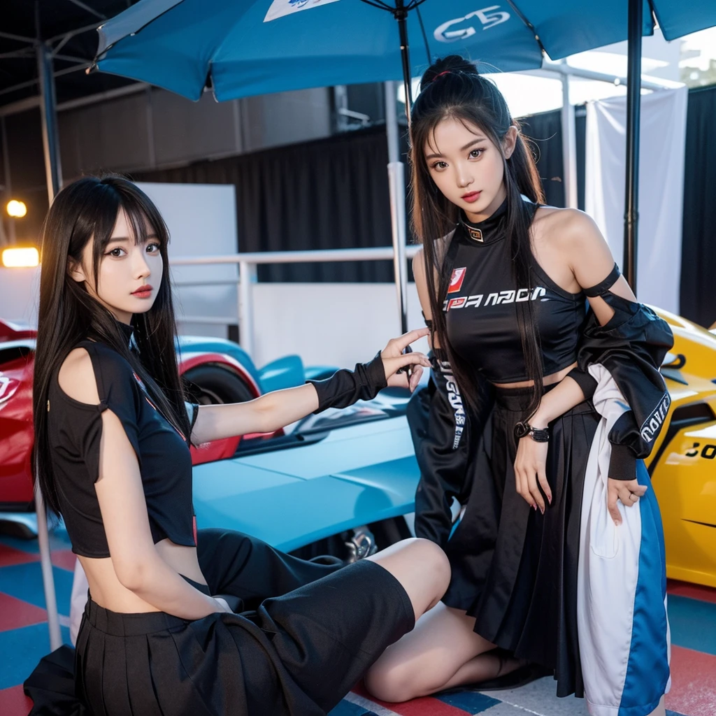 Cool woman、Colorful costumes、F1 Driver Cosplay、Colorful costumes、Clothing with company logo、Grid Girlsのカラフルで派手な衣装、Grid Girls、Perfect Face、Paddock Girls、Harem、motor Show、tights、Bodycon Costumes、Grid Girls、Russia、Grid Girlsのコスプレ、belly button、Pleated skirt、Bodycon Costumes、Photographed in a sexy pose