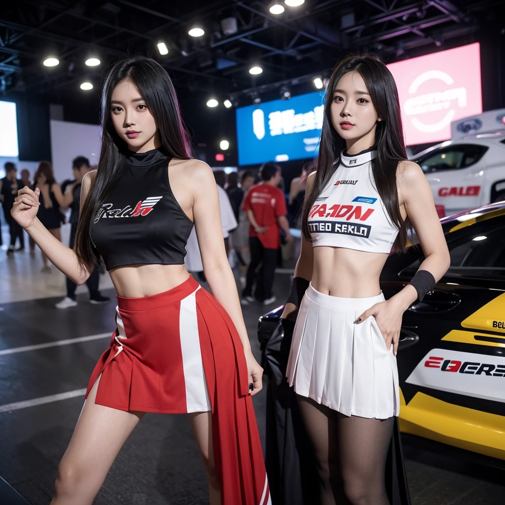 Cool woman、Colorful costumes、F1 Driver Cosplay、Colorful costumes、Clothing with company logo、Grid Girlsのカラフルで派手な衣装、Grid Girls、Perfect Face、Paddock Girls、Harem、motor Show、tights、Bodycon Costumes、Grid Girls、Russia、Grid Girlsのコスプレ、belly button、Pleated skirt、Bodycon Costumes、Photographed in a sexy pose