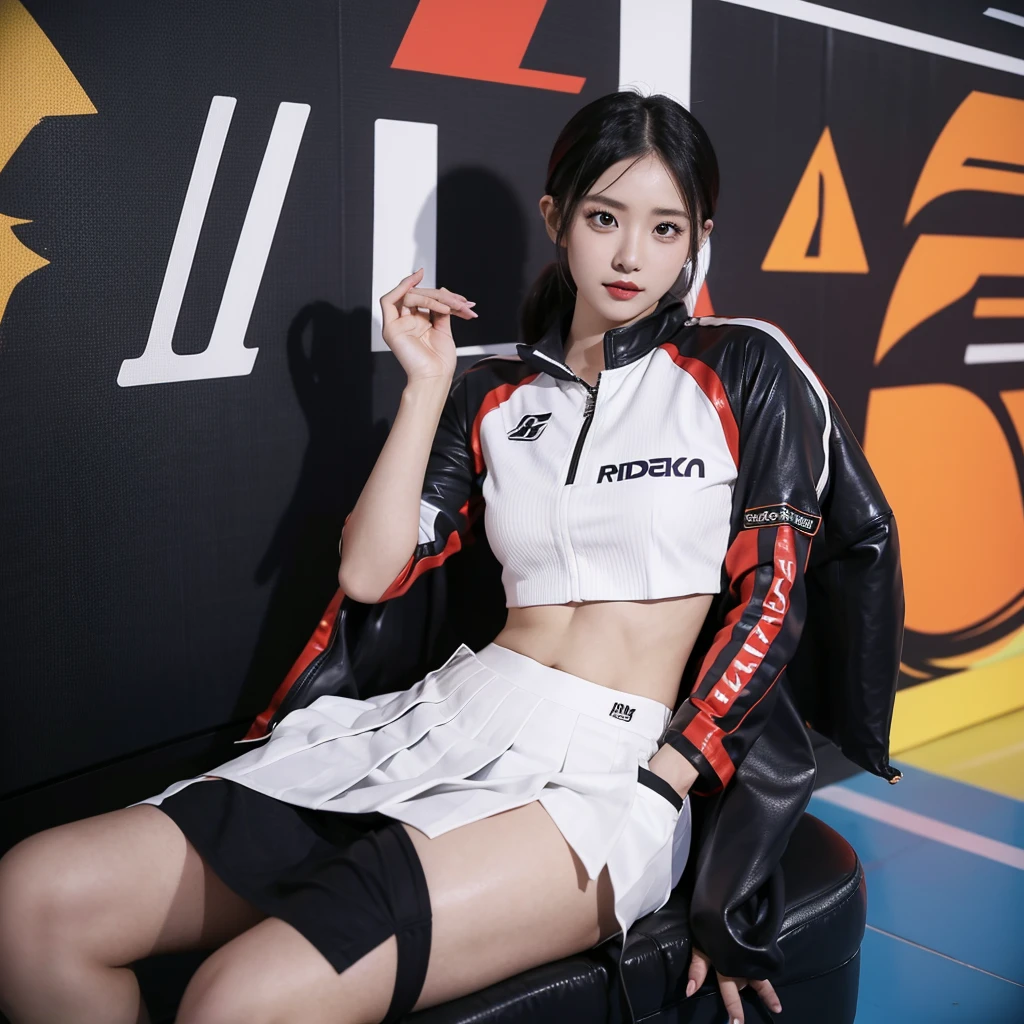 Cool woman、Colorful costumes、F1 Driver Cosplay、Colorful costumes、Clothing with company logo、Grid Girlsのカラフルで派手な衣装、Grid Girls、Perfect Face、Paddock Girls、Harem、motor Show、tights、Bodycon Costumes、Grid Girls、Russia、Grid Girlsのコスプレ、belly button、Pleated skirt、Bodycon Costumes、Photographed in a sexy pose