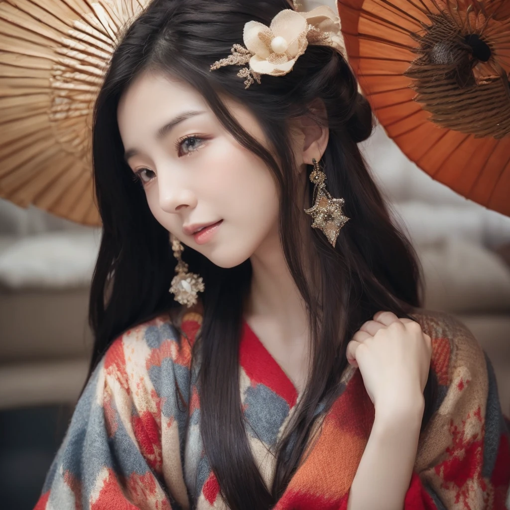 Skinny Japanese lady, cute face, solo:1, lying on a bed alone, long hair, lovely body, skinny figure, small breasts, thin chests, emphasizing very skinny waist, bare shoulders, tight knit dress