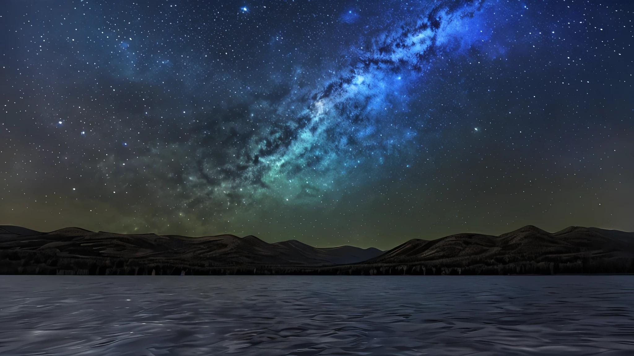 ((Highest quality)), ((masterpiece)), (detailed), ((Starry Sky))、(Large Lake)、Overall dark、midnight