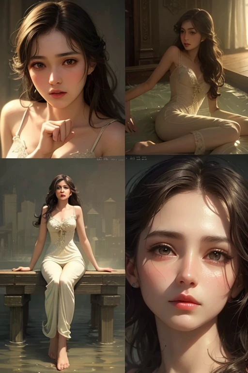 Sensual woman、Beautifully detailed eyes、Beautifully detailed lips、Highly detailed face、Long eyelashes、Graceful appearance、Gothic dresses、Soft lighting、Dramatic Shadows、A calming color palette、Cinematic composition、Photorealistic、(Highest quality) 、4K、8K、High Resolution、masterpiece:1.2)、Super detailed、(Real、Photorealistic、Photorealistic:1.37)、Lace pants、sit、sensual pose、bold pose、The skin is damp、Sweating、barefoot、Ecstasy、Embarrassed masochist、blush、Embarrassed、Expressions of ecstasy、Spreading legs with hands、Distorted facial expressions、Tears are flowing、Heavily wet