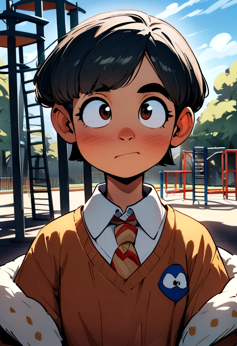 pixar disney (Pixar 1.23 style) 1 teacher ((upper body front, bust shot)), peruvian , playground, ((masterpiece, highest quality)), (composite lighting) in school
U
V