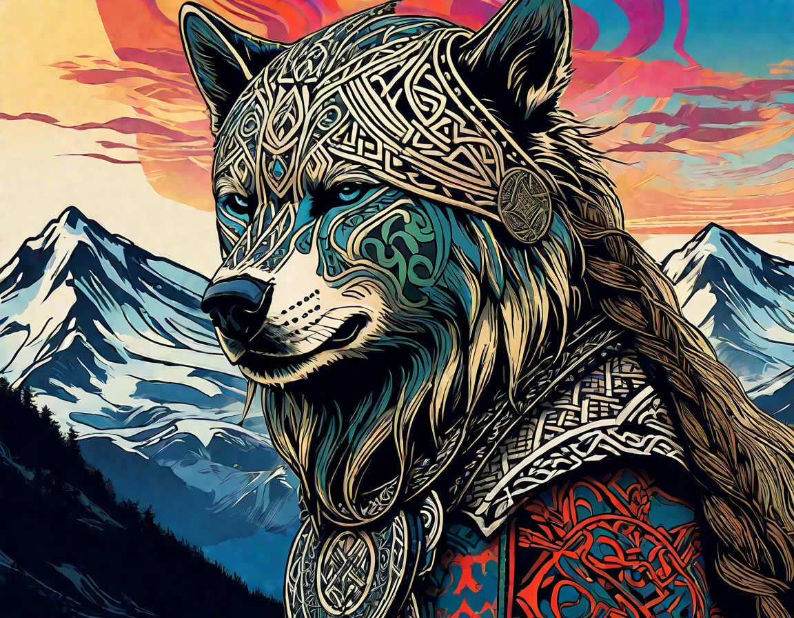 Un ours et une étoile, Inspired by Norway, Celts Norwegians Franks, Aesthetics of the Vikings and the Templars, scandinave / Influenced by Norway, inspired by Þórarinn B. Orlaksson, norse gods, fenrir, Symboles celtiques, Runes vikings, rune tattoos on face, Runic tattoo desert landscape with mountains and sun, Psychedelic landscape, Psychedelic acid trip, Psychedelic artwork, Psychedelic lsd, Psychedelic trip, Psychedelic Art, Psychedelic ski resort, Psychedelic visuals, : Psychedelic ski resort, Psychedelic painting, Psychedelic视觉效果, Psychedelic fever dream, LSD trip, Psychedelic art, Psychedelic, art hallucinatoire, Psychedelic waves, extremely Psychedelic experience,