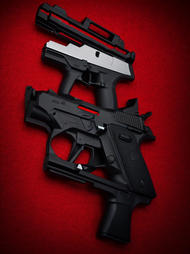 A dark pistol. com tons de vermelho.