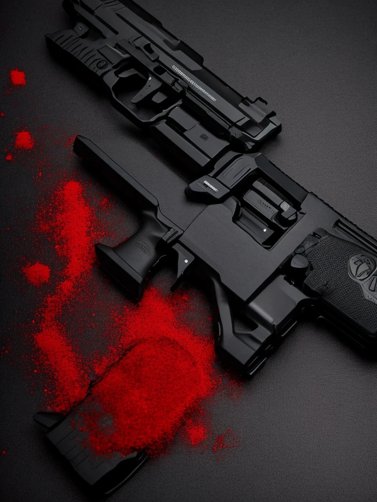 A dark pistol. com tons de vermelho.