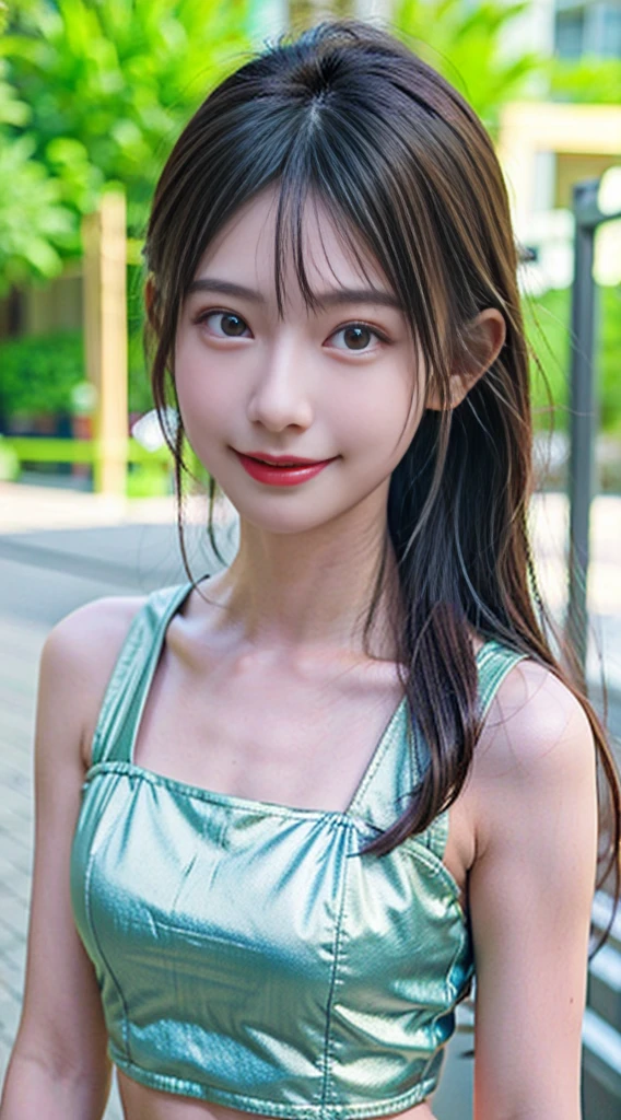 ((Highest quality, 8K, RAW Photos, masterpiece :1.3)), (Realistic、Photorealistic:1.37)、Very detailed、Ultra-high resolution, (Professional Lighting), alone, 1 female, alone, Seeing the viewer, Japanese, Beautiful and elaborate face, Shining Eyes, (Slim waist :1.3), Fine and beautiful skin, Skin Texture, bikini, Beautiful Face, Lip details,Silky beautiful hair、Brown Hair、smile、orgasm、Female dog