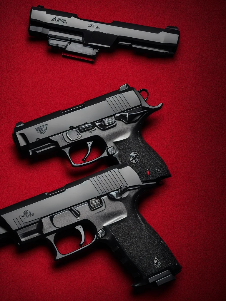 A dark pistol. com tons de vermelho. Just a pistol.
