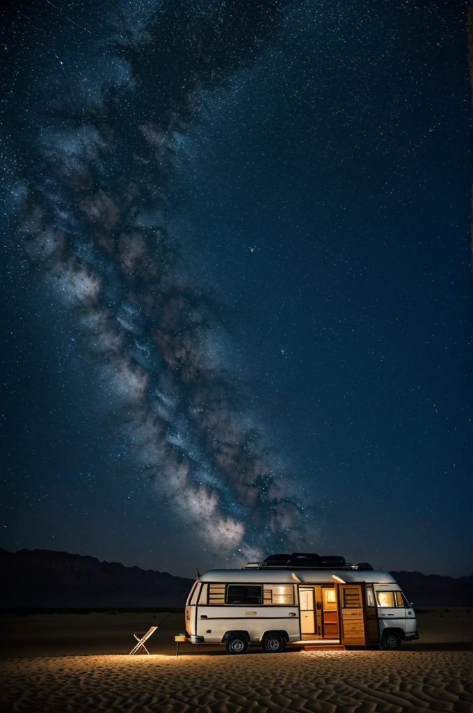 An Arab caravan in the desert in 1700, at night and a beautiful starry sky.