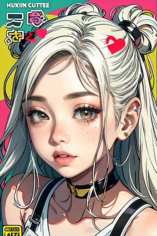 Hot Girls, Cover with stickers,,Cute Freckles, Mole under the left eye,