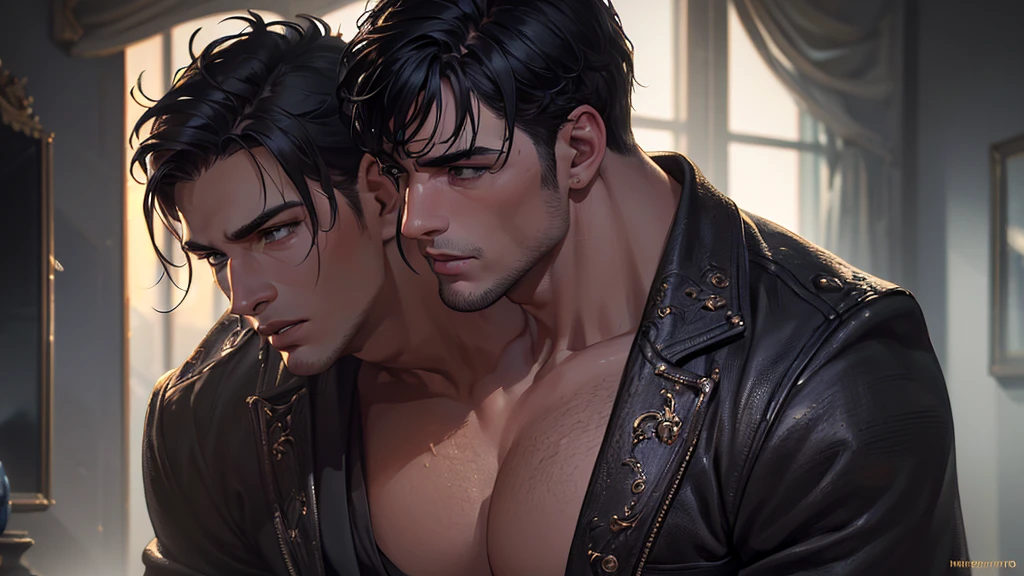 A handsome young man, beautiful detailed eyes, beautiful detailed lips, extremely detailed face, longeyes, strong jawline, muscular build, athletic physique, (best quality,4k,8k,highres,masterproject:1.2),ultra-detailed,(realistic,photorealistic:1.37),portrait, oil painting, dramatic lighting, cinematic, dark moody colors, chiaroscuro