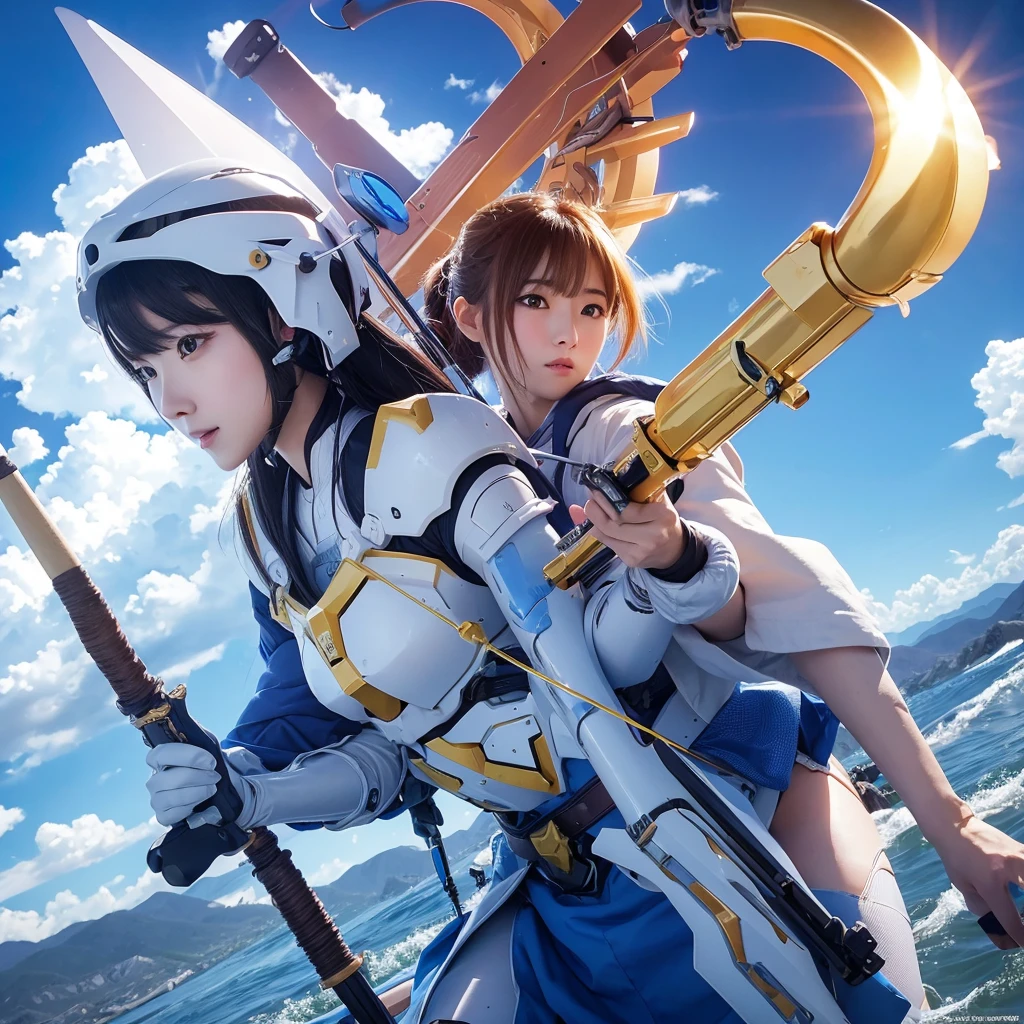 Anime Japan Kingdom Halo Soldier Epic Penis Battle War Blue Sky White Clouds Bow and Arrow Elephant Horse