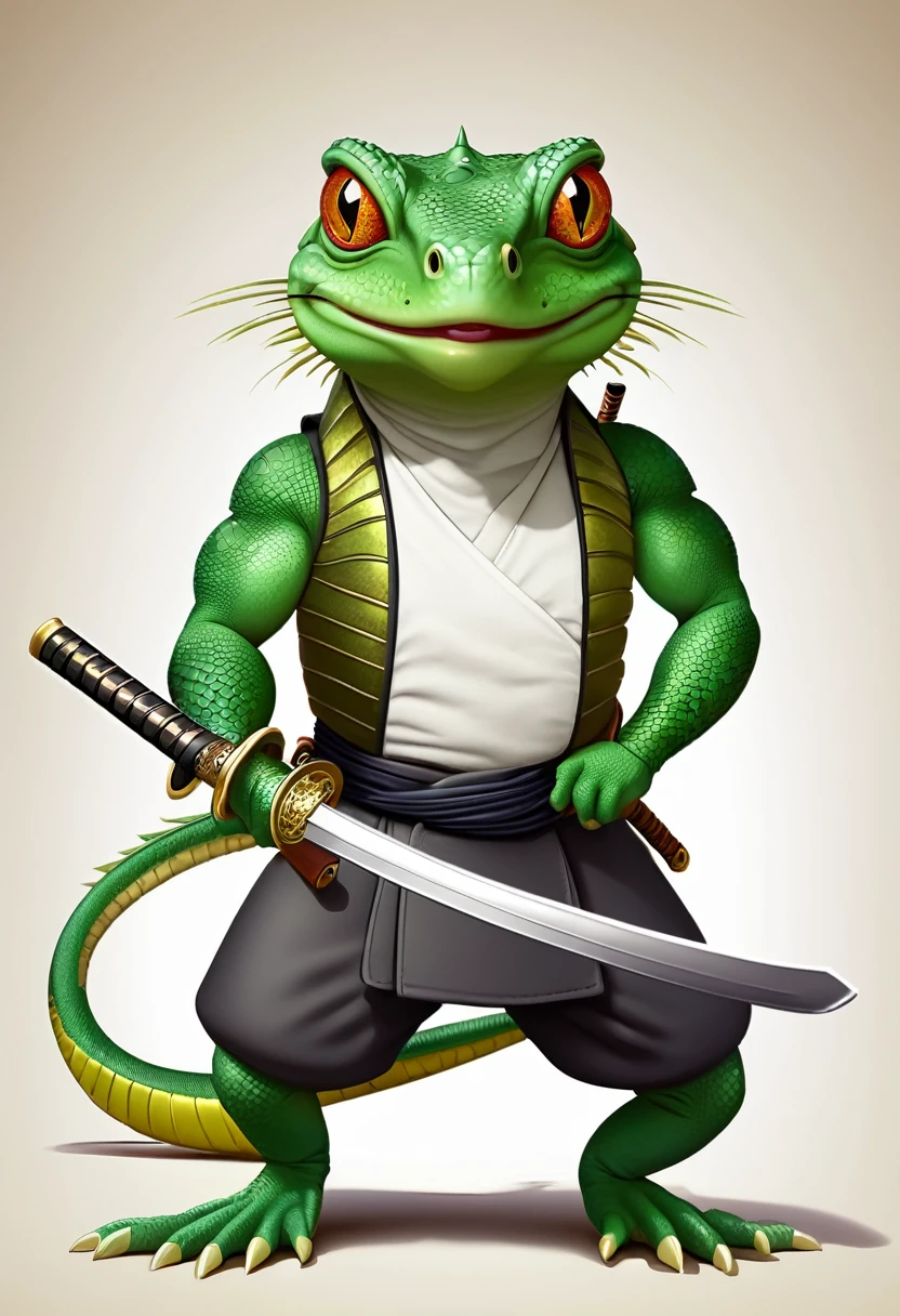 cartoon lizard with a katana
